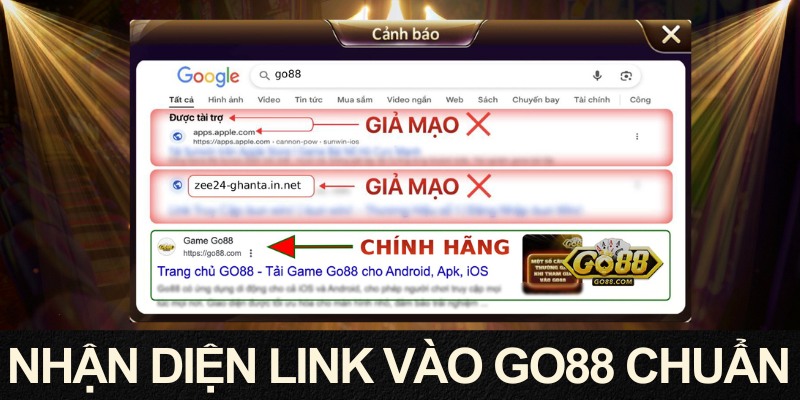 Nhận biết link vào GO88